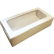 Pencereli Karton Kutu Düz Renk 20 x 10 x 5  cm   (10 Adet) Beyaz