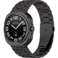 Novstrap Samsung Galaxy Watch Ultra 47 mm ile Uyumlu Kordon Baklalı Metal Paslanmaz Çelik Kayış