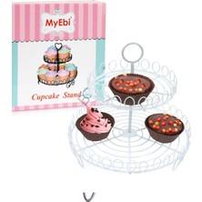 Tahtakale Toptancı Metal Cupcake Standı 2 Katlı Beyaz Kek Standı