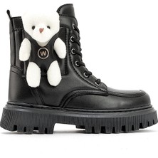 Onlo Ayakkabı YP.1800 Siyah Fermuarlı Ayıcıklı Kız Çocuk Postal Bot