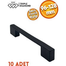 Triple Diamond 96 mm -128 mm Köprü Dolap Çekmece Kulplar Siyah Sert Polimer Kırılmaz 10 Adet