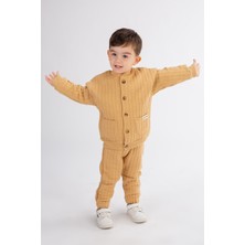 Harika Kids Erkek Çocuk Kapşonlu Kapitone Kumaş Hırkalı Alt Üst Takım