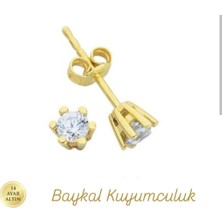 Baykal Kuyumculuk 14 Ayar Zirkon Taşlı Küpe 1.90 Gr.