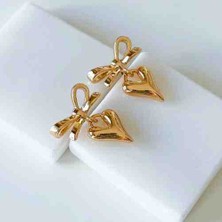 Crc Bijuteri Kalp Sallantılı Gold Fiyonk Küpe