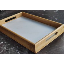 Parçalı Bambu Desenli Tepsi  23X35