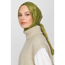 Valor Scarf Çam Yeşili Kazayağı Desen Ipeksi Jakar Şal
