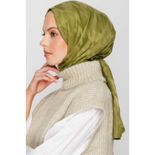 Valor Scarf Çam Yeşili Kazayağı Desen Ipeksi Jakar Şal