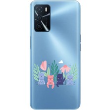 Zeyno Oppo A16 Uyumlu Şirin Kediler  Desenli Silikon Kılıf