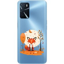 Zeyno Oppo A55 Uyumlu Sonbahar Tilkisi  Desenli Silikon Kılıf
