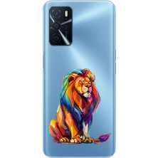 Zeyno Oppo A16 Uyumlu Renkli Aslan  Desenli Silikon Kılıf