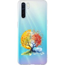 Zeyno Oppo A91 Uyumlu Renkli Ağaç  Desenli Silikon Kılıf