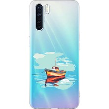Zeyno Oppo Reno 3 Uyumlu Balıkçı Teknesi  Desenli Silikon Kılıf