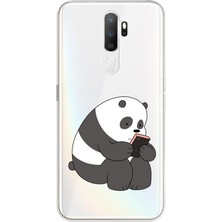 Zeyno Oppo A5 2020 Uyumlu Telefonlu Panda  Desenli Silikon Kılıf