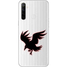 Zeyno Realme 5i Uyumlu Siyah Kuş  Desenli Silikon Kılıf