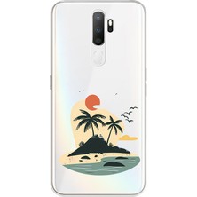 Zeyno Oppo A5 2020 Uyumlu Ada Gün Batımı  Desenli Silikon Kılıf