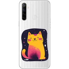 Zeyno Realme 6i Uyumlu Sarı Kedi  Desenli Silikon Kılıf