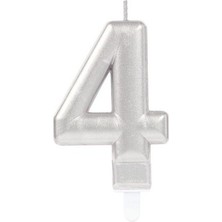 Alfa Life Marketing 4 Rakamı Mum Gümüş Renk