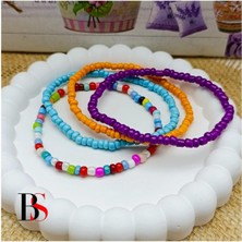 BijuStore Karışık Rankli - 4 Adet - Kesme Boncuk Kadın Halhal