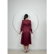 Midi Boy Bordo Elbise