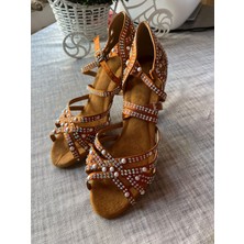 Suna Incili Taba8,5 Cmtopuklu Salsa, Bacata,dansve Abiye Ayakkabısı