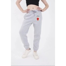 Üç Iplik Lastikli Baskılı Eşofman Pantolon - Gri