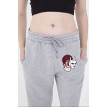 Lastikli Baskılı Eşofman Pantolon - Gri