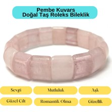 Yıldız Doğal Taş Sertifikalı Pembe Kuvars Doğal Taş Roleks Bileklik