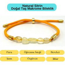 Yıldız Doğal Taş Sertifikalı Natural Sitrin Doğal Taş Makrome Bileklik Ayarlanabilir Ölçü