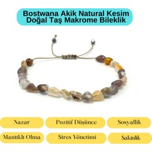 Yıldız Doğal Taş Sertifikalı Bostwana Akik Natural Kesim Makrome Doğal Taş Bileklik Ayarlanabilir Ölçü