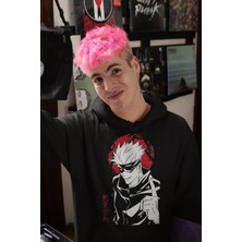 Cngz Shop Gojo Anime Manga Baskılı Kapüşonlu Sweatshirt, Unisex Oversize Anime Baskılı Hoodie