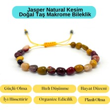 Yıldız Doğal Taş Sertifikalı Jasper Natural Kesim Makrome Doğal Taş Bileklik Ayarlanabilir Ölçü