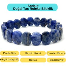Yıldız Doğal Taş Sertifikalı Sodalit Doğal Taş Roleks Bileklik