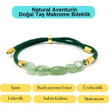 Yıldız Doğal Taş Sertifikalı Natural Aventurin Doğal Taş Makrome Bileklik Ayarlanabilir Ölçü