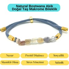 Yıldız Doğal Taş Sertifikalı Natural Bostwana Akik Doğal Taş Makrome Bileklik Ayarlanabilir Ölçü