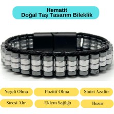 Yıldız Doğal Taş Sertifikalı Hematit Doğal Taş Tasarım Erkek Bileklik