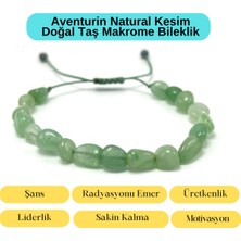 Yıldız Doğal Taş Sertifikalı Aventurin Natural Kesim Makrome Doğal Taş Bileklik Ayarlanabilir Ölçü