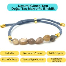 Yıldız Doğal Taş Sertifikalı Natural Güneş Taşı Doğal Taş Makrome Bileklik Ayarlanabilir Ölçü