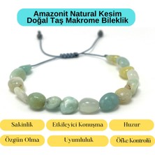 Yıldız Doğal Taş Sertifikalı Amazonit Natural Kesim Makrome Doğal Taş Bileklik Ayarlanabilir Ölçü