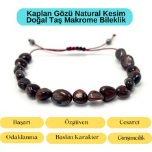 Yıldız Doğal Taş Sertifikalı Kırmızı Kaplan Gözü Natural Kesim Makrome Doğal Taş Bileklik