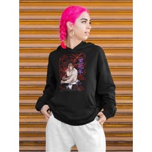 Cngz Shop Unisex Oversize Demon Slayer Kokushibo Baskılı Kapüşonlu Sweatshirt, Anime Baskılı Hoodie