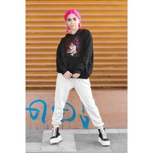 Cngz Shop Unisex Oversize Demon Slayer Kokushibo Baskılı Kapüşonlu Sweatshirt, Anime Baskılı Hoodie