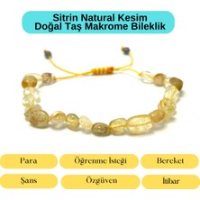 Yıldız Doğal Taş Sertifikalı Sitrin Natural Kesim Makrome Doğal Taş Bileklik Ayarlanabilir Ölçü