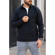 Polar Yarım Fermuar Regular Fit Rahat Kalıp Cep Detaylı Erkek Polar Sweat