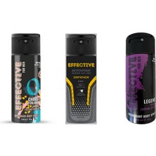 Lara Effective Vücut Deodorantı - 3 Çeşit - Chaos - Effective - Legend - For Men - 150 ml x 3 adet