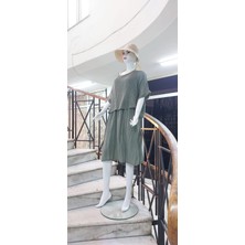 Italyan Müslin Keteni  Üstü File Bluzlu Astarlı Tek Parça Elbise