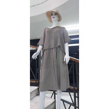 Italyan Müslin Keteni  Üstü File Bluzlu Astarlı Tek Parça Elbise