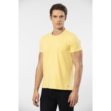 Cacharel Erkek Bisiklet Yaka Likralı T-Shirt 1331/SARI