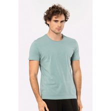 Cacharel Erkek Bisiklet Yaka Likralı T-Shirt 1331/YEŞİL1