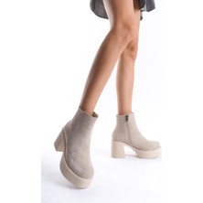 Modabuymus Hancez Ten Süet Yüksek Kalın Platform Topuklu Bot