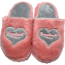 Sia Çanta Eva Taban Comfortline Kaydırmaz Halı Terliği Kürklü Kalp Emoji'li Üşümeyen Ayaklar Kadın Terlik